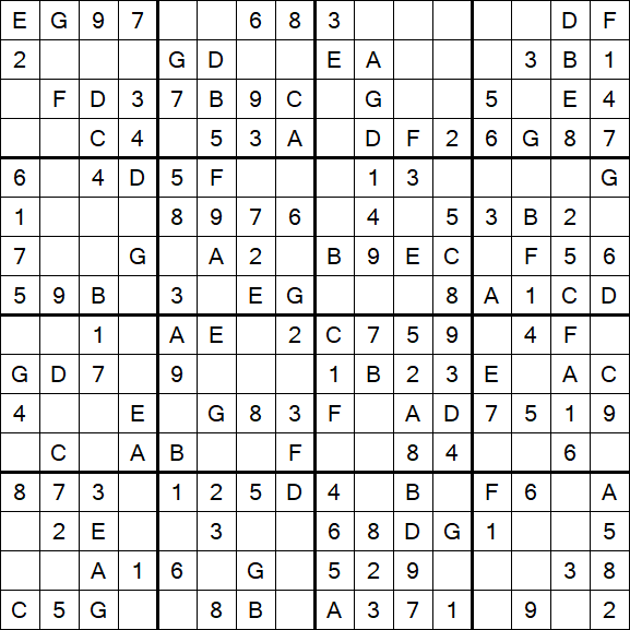 Sudoku 16x16 - Einfach