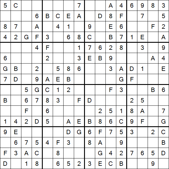 Sudoku 16x16 - Einfach