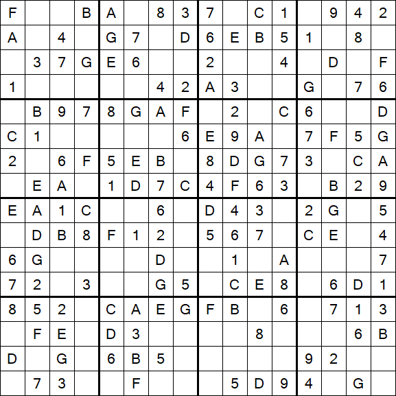 Sudoku 16x16 - Simple