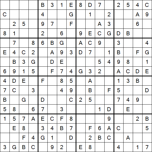 Sudoku 16x16 - Simple