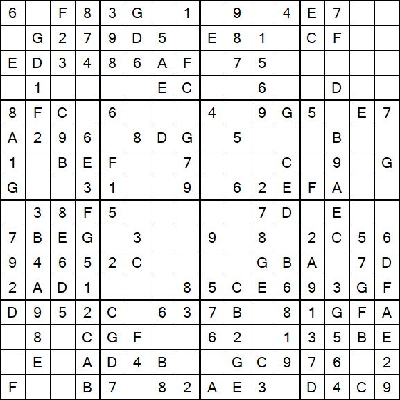 Sudoku 16x16 - Simple