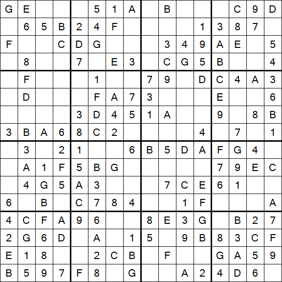 Sudoku 16x16 - Simple