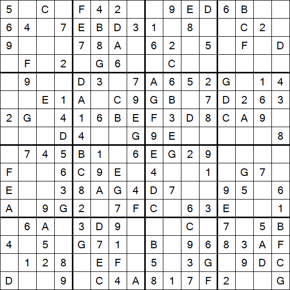 Sudoku 16x16 - Simple