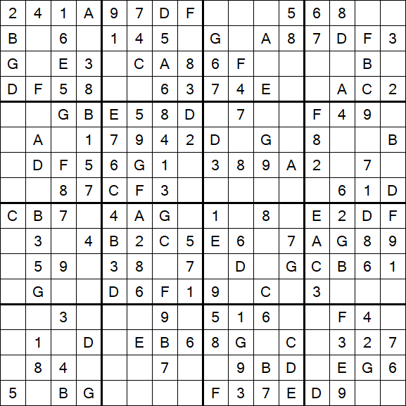 Sudoku 16x16 - Easy