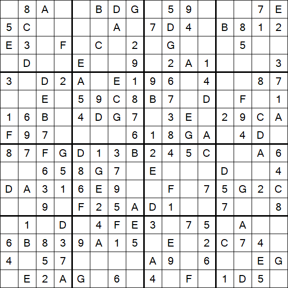 Sudoku 16x16 - Einfach