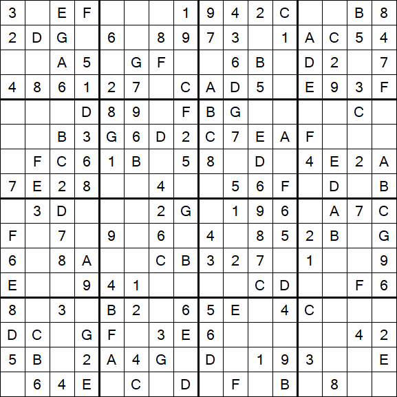 Sudoku 16x16 - Einfach
