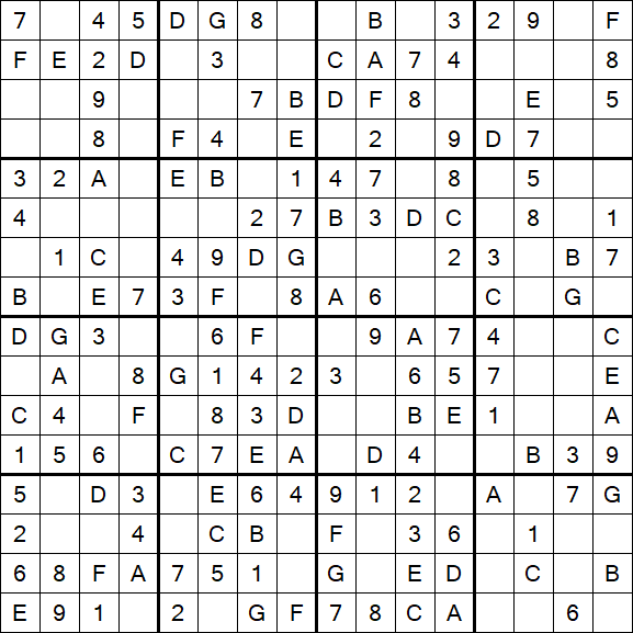 Sudoku 16x16 - Einfach