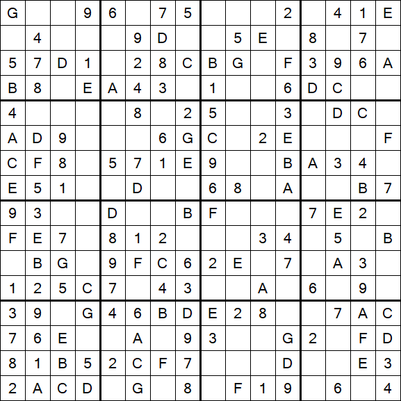 Sudoku 16x16 - Einfach