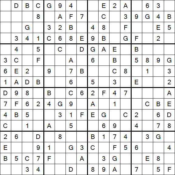 Sudoku 16x16 - Simple