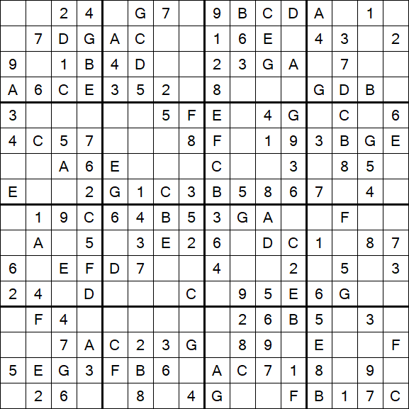 Sudoku 16x16 - Einfach