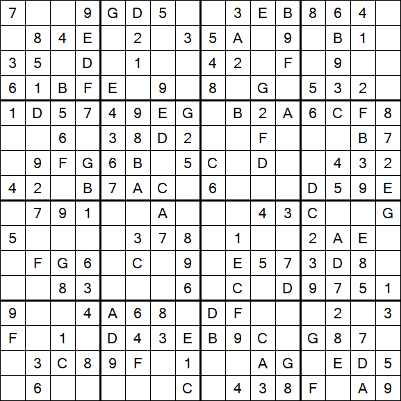 Sudoku 16x16 - Einfach