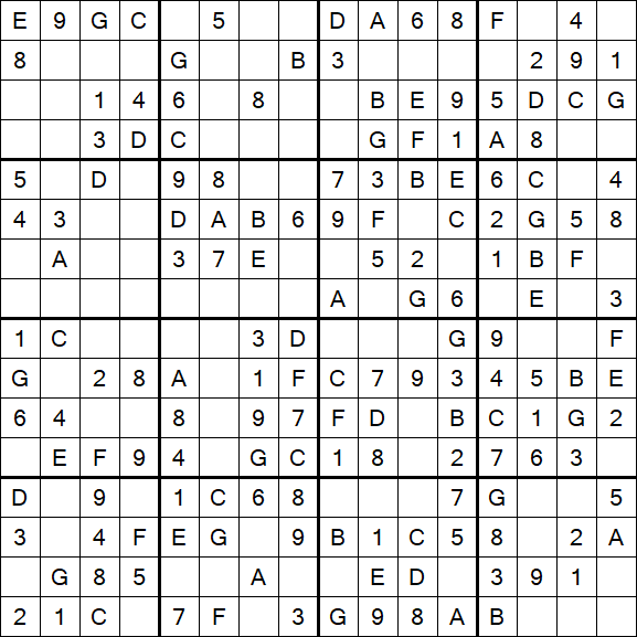 Sudoku 16x16 - Einfach