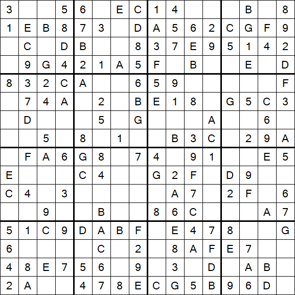 Sudoku 16x16 - Simple