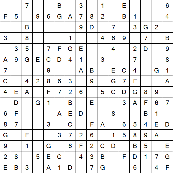 Sudoku 16x16 - Einfach