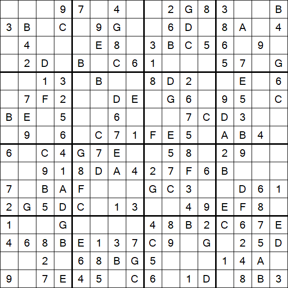 Sudoku 16x16 - Einfach