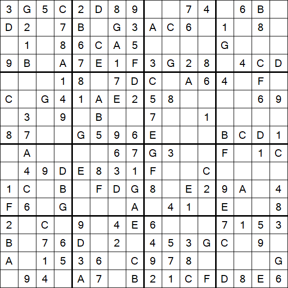 Sudoku 16x16 - Einfach