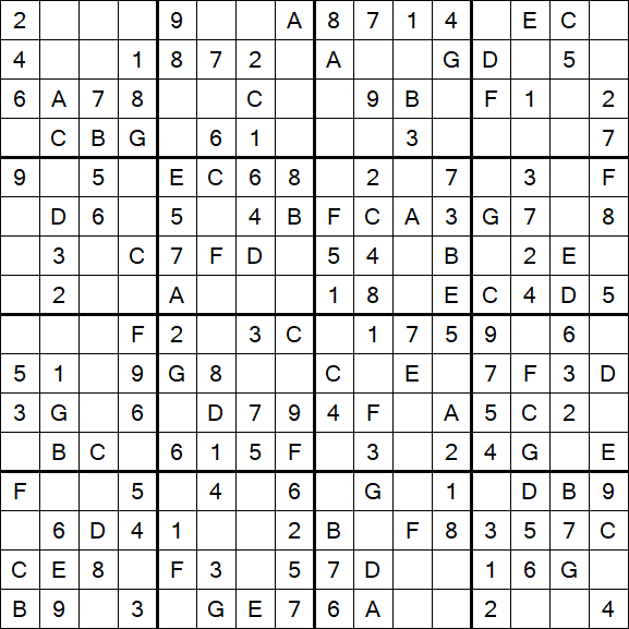 Sudoku 16x16 - Simple