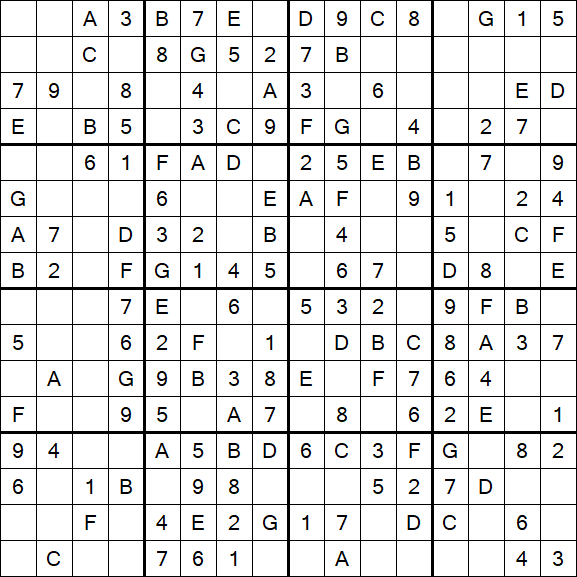 Sudoku 16x16 - Einfach