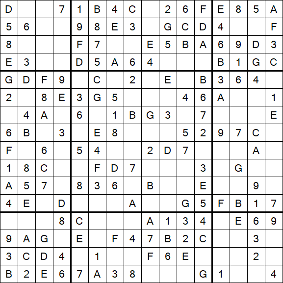 Sudoku 16x16 - Einfach