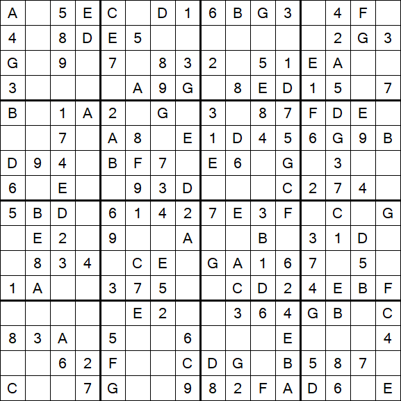 Sudoku 16x16 - Einfach