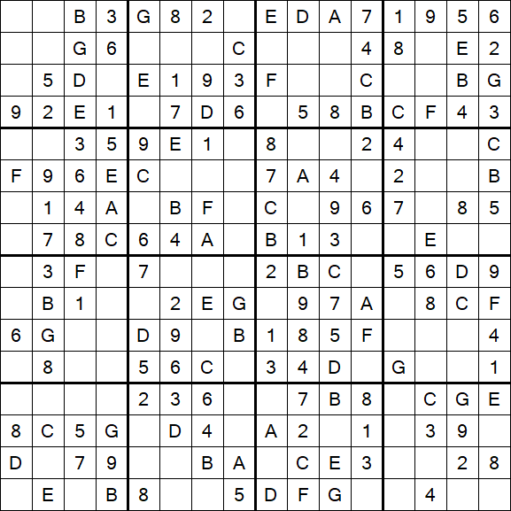 Sudoku 16x16 - Einfach