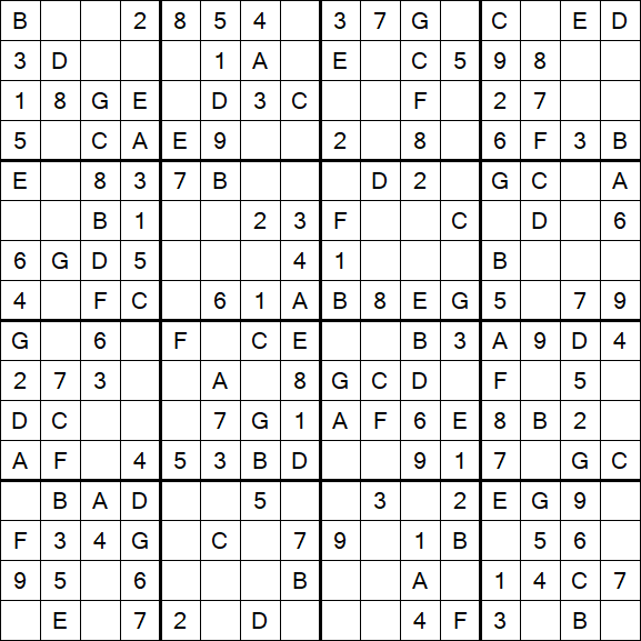 Sudoku 16x16 - Einfach