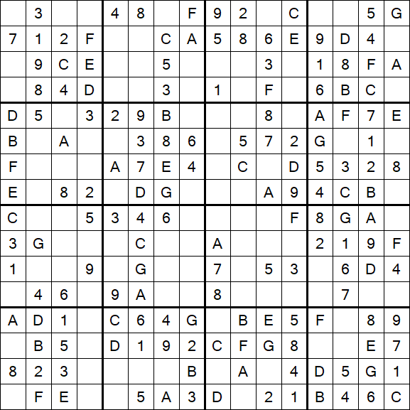 Sudoku 16x16 - Easy