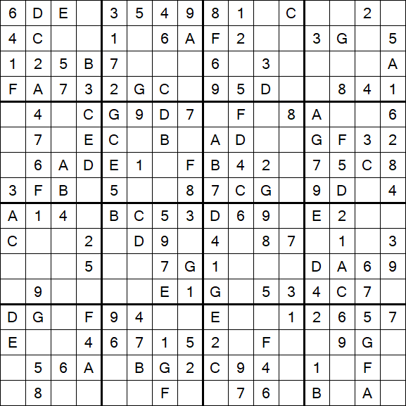 Sudoku 16x16 - Einfach