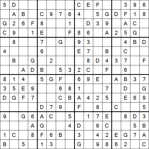 Sudoku 16x16 - Einfach