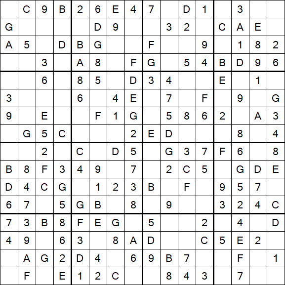 Sudoku 16x16 - Einfach