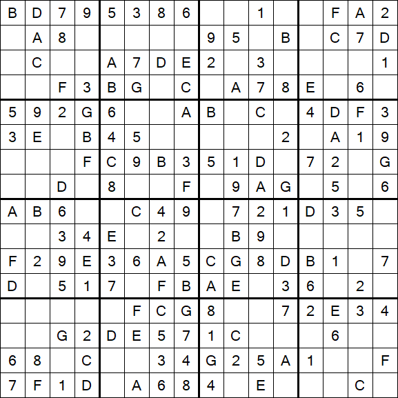 Sudoku 16x16 - Einfach
