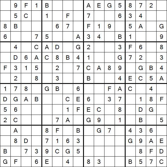 Sudoku 16x16 - Einfach
