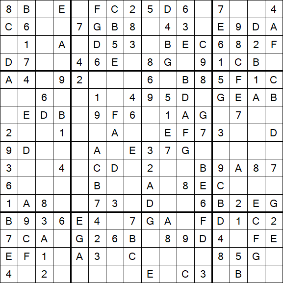 Sudoku 16x16 - Einfach