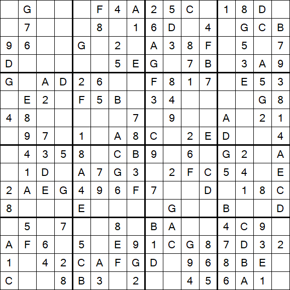 Sudoku 16x16 - Einfach