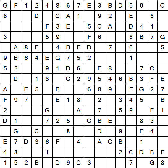 Sudoku 16x16 - Einfach