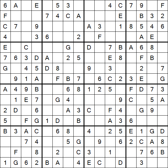 Sudoku 16x16 - Einfach