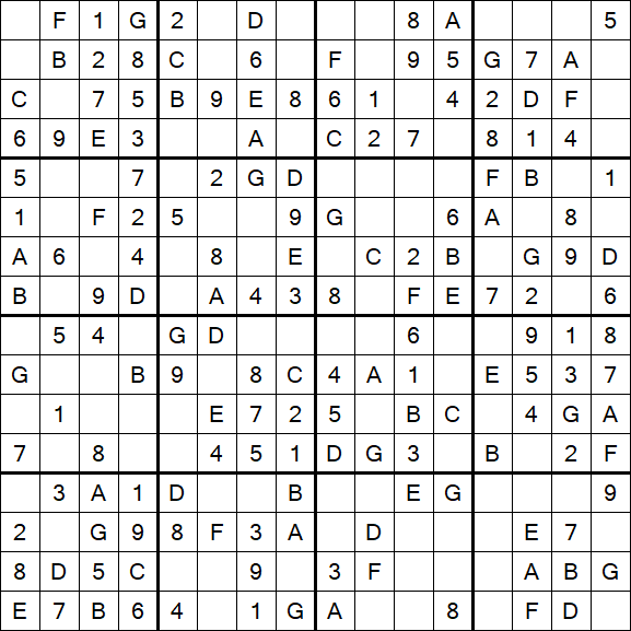Sudoku 16x16 - Einfach