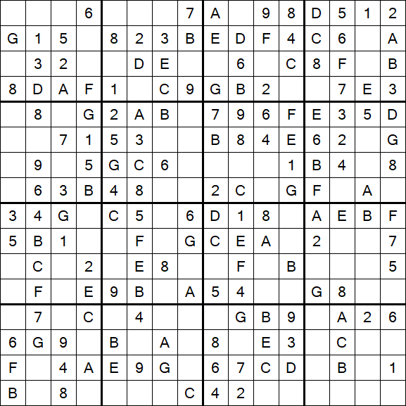 Sudoku 16x16 - Easy