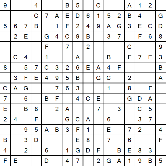 Sudoku 16x16 - Einfach