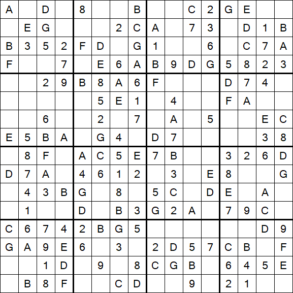Sudoku 16x16 - Einfach