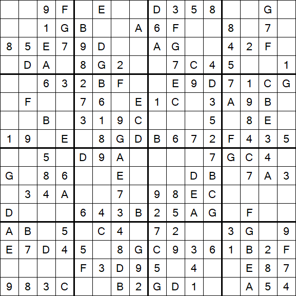 Sudoku 16x16 - Einfach