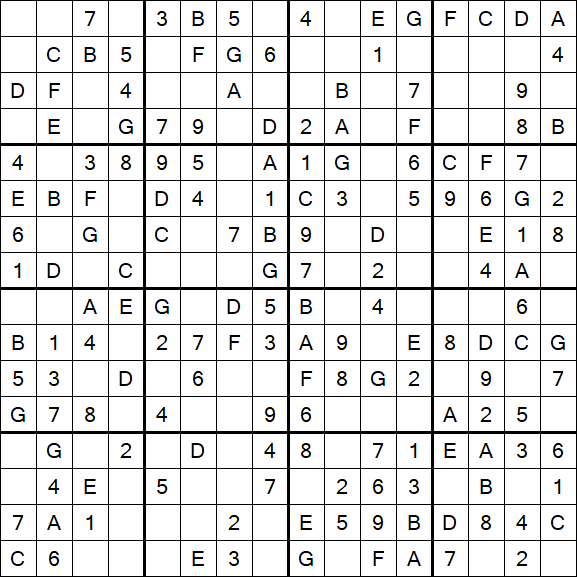 Sudoku 16x16 - Einfach