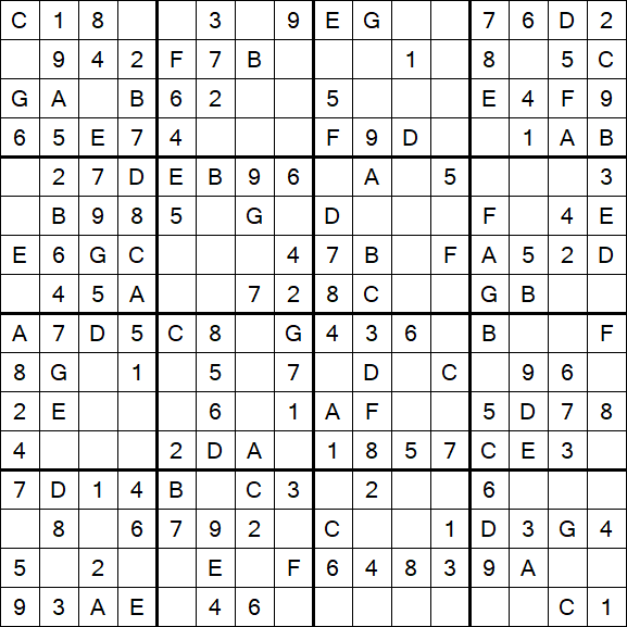 Sudoku 16x16 - Simple