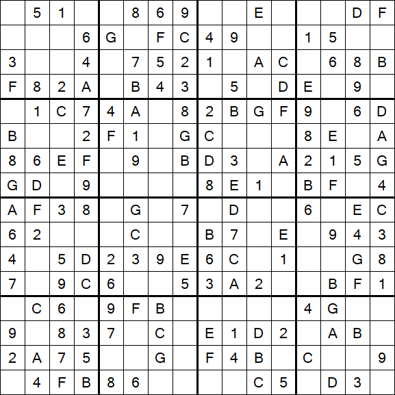 Sudoku 16x16 - Einfach