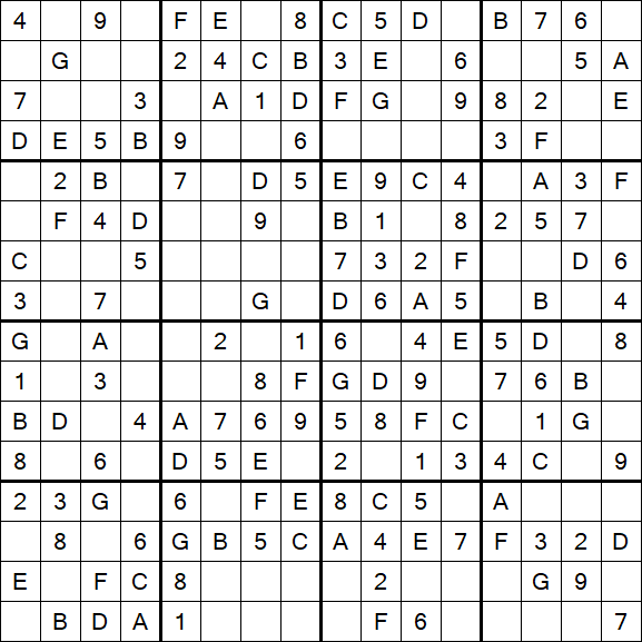 Sudoku 16x16 - Simple