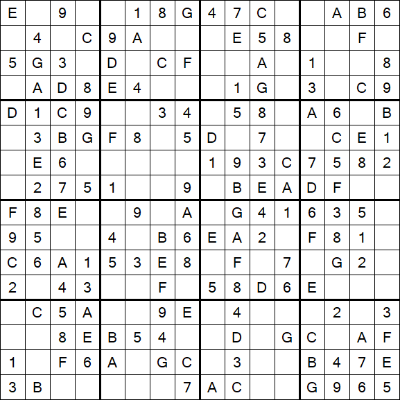 Sudoku 16x16 - Einfach