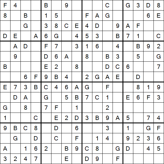 Sudoku 16x16 - Simple