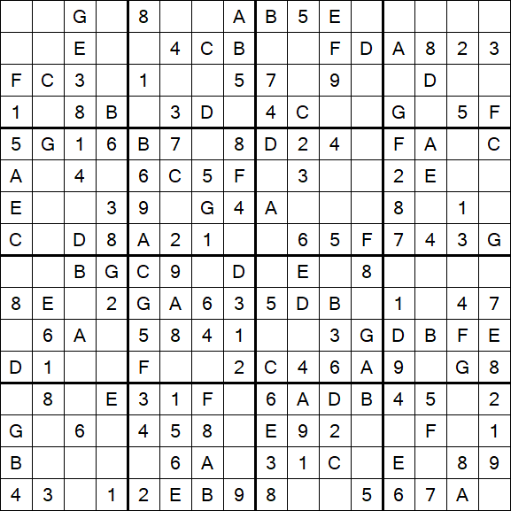 Sudoku 16x16 - Easy