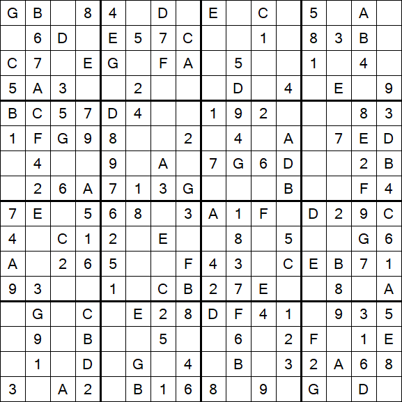 Sudoku 16x16 - Einfach