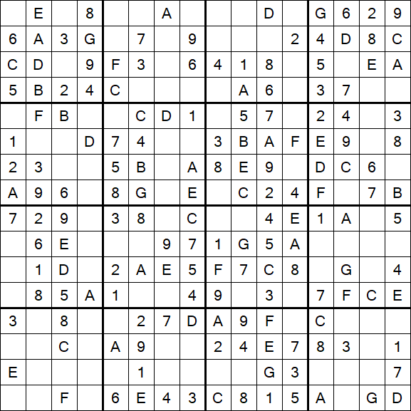 Sudoku 16x16 - Einfach